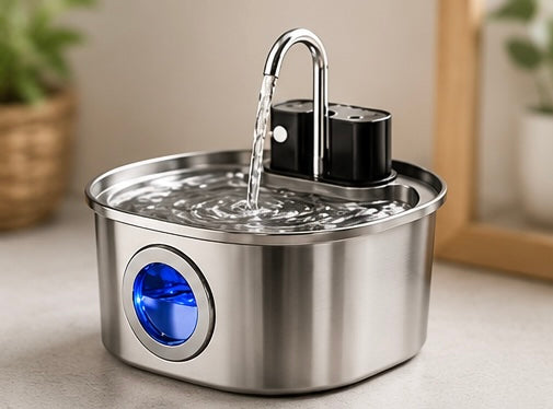 Pawzen™ Fontaine à Eau Intelligente Sans Fil 3L en Acier Inoxydable Hydratation pure, liberté totale.