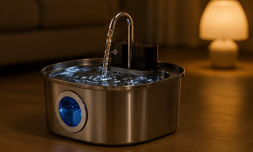 Pawzen™ Fontaine à Eau Intelligente Sans Fil 3L en Acier Inoxydable Hydratation pure, liberté totale.