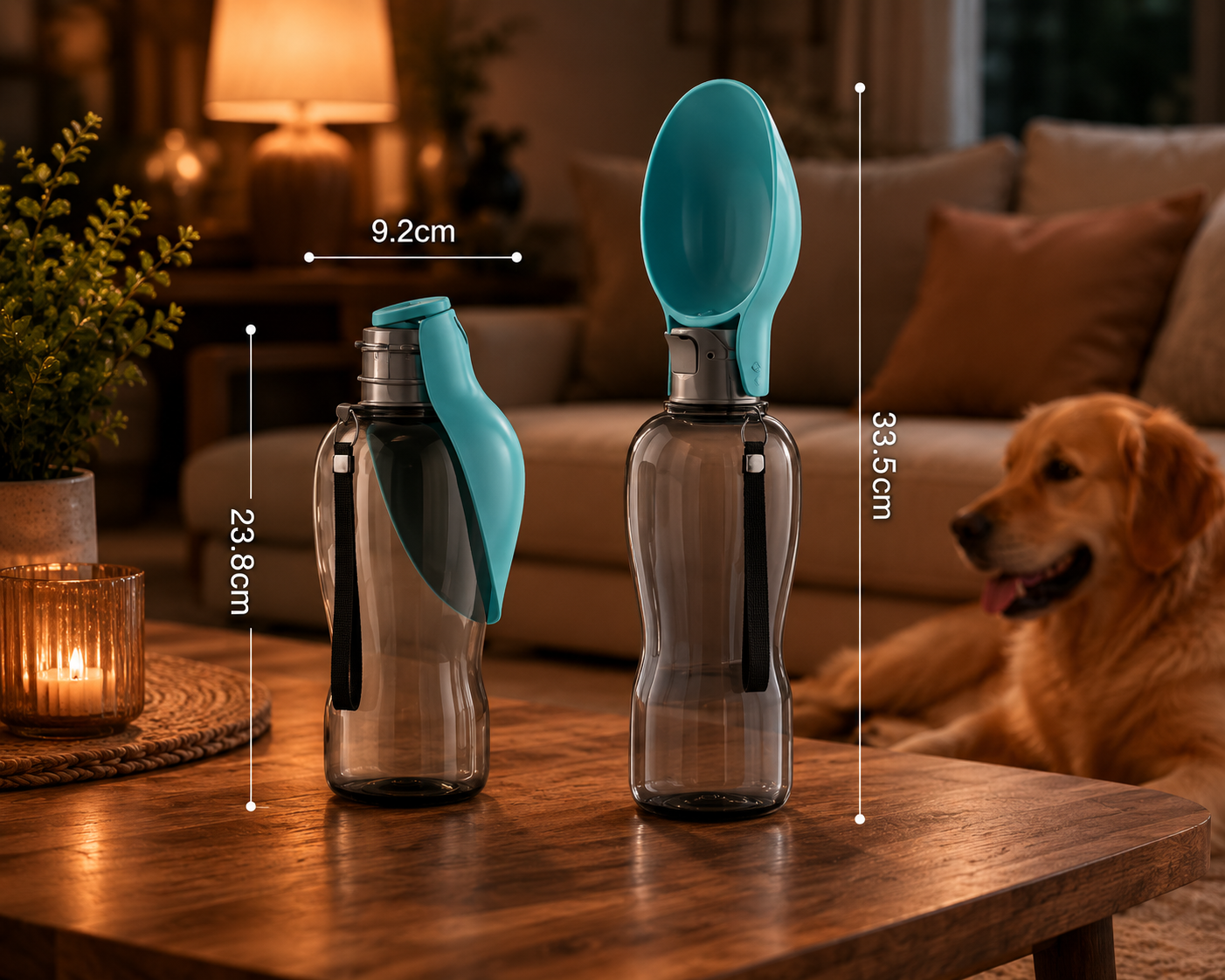 Gourde Portable pour Chien 800 ml avec Gamelle Intégrée – Distributeur d'Eau Anti-Fuite pour Voyage et Promenade