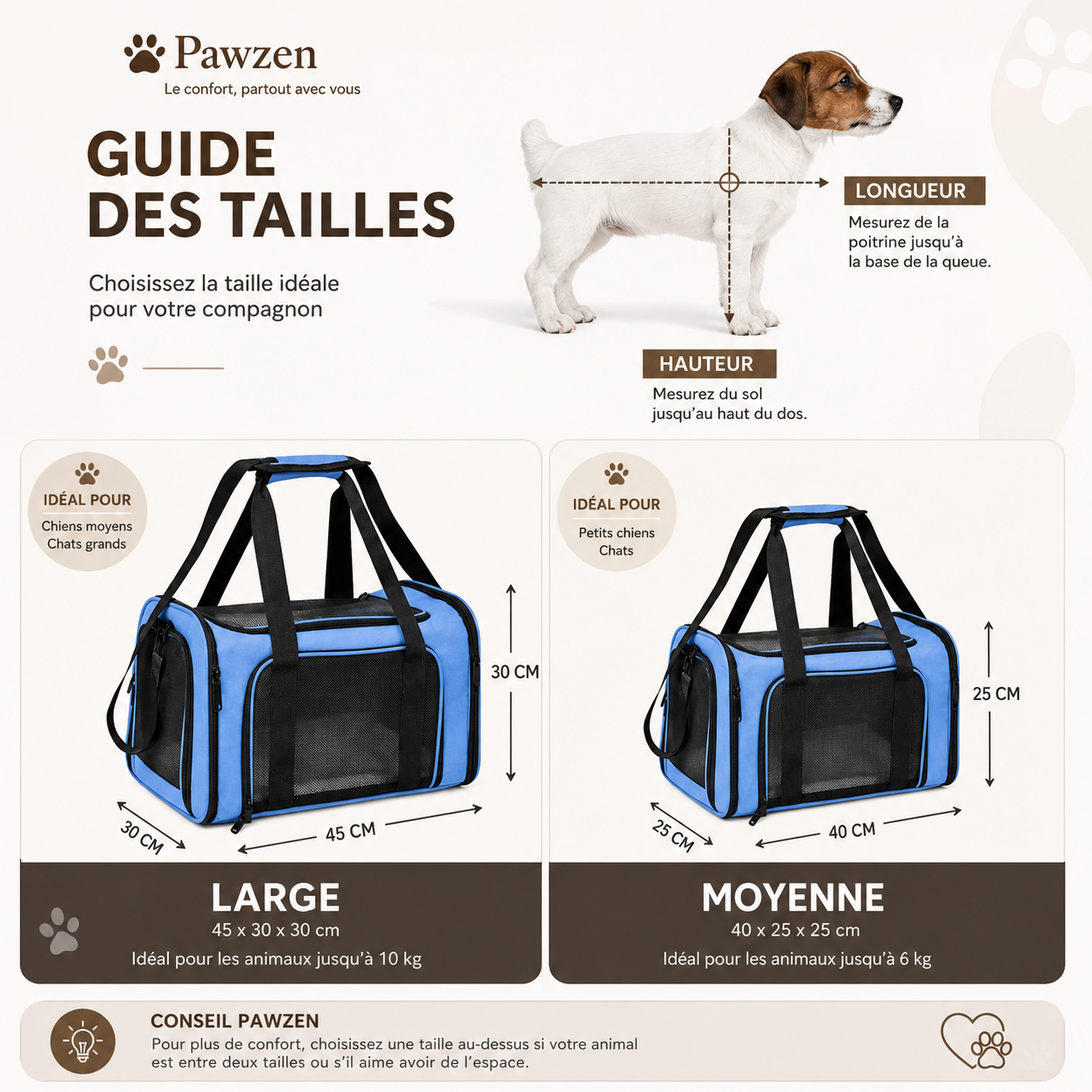 Pawzen AirPack™ – Sac de transport respirant pour animaux